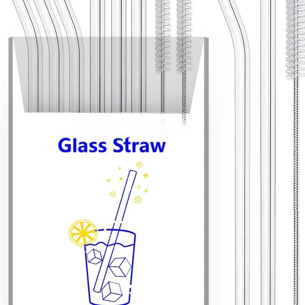 Clear Glass Straw Set
